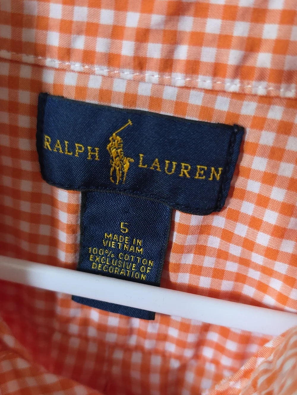 Ralph Lauren Boys' Orange Gingham Button-Down Shirt, 5Y